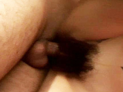 Dirty amateur whore gives hairy twat for hardcore