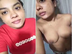 Today Exclusive- Sexy Lankan Girl Record Her Strip Cloths Selfie Video