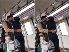 After a nice date desi students share a sweet kiss on the metro station