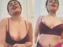 Desi aunty with short hair is dancing in lingerie and her nipple slips out XXX