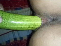 Putting a very big cucumber in the tight pussy of an amateur Desi XXX whore